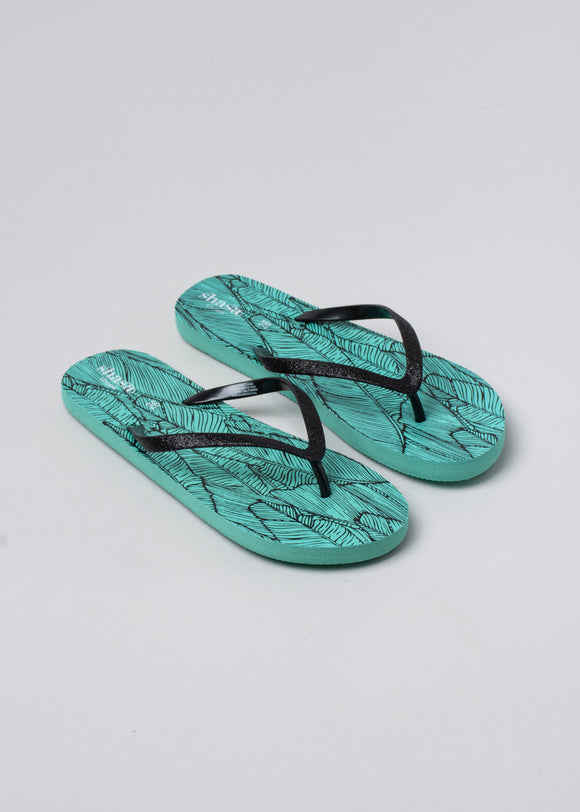 Flip flop hoja tropical brillos