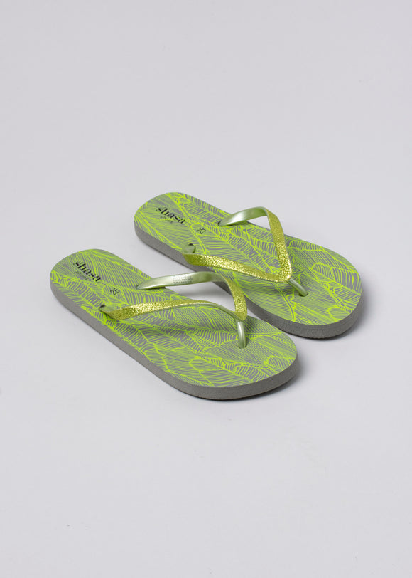 Flip flop hoja tropical brillos
