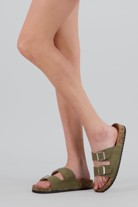 Sandalias 2 Hebillas Efecto Corcho