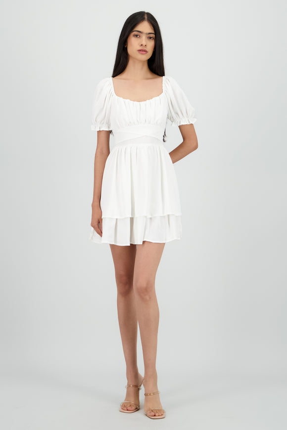 Vestido Mini Capas Moño