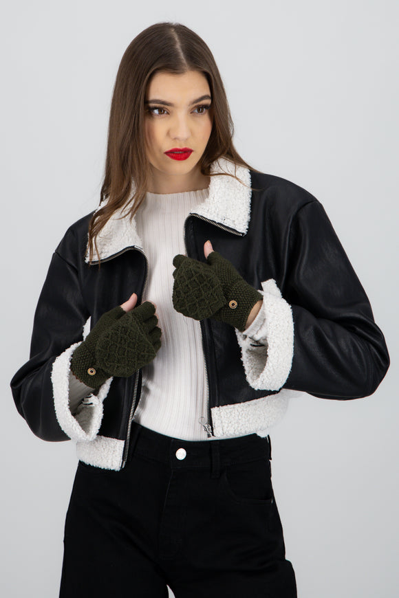 Guantes dedos descubiertos desmontable botón
