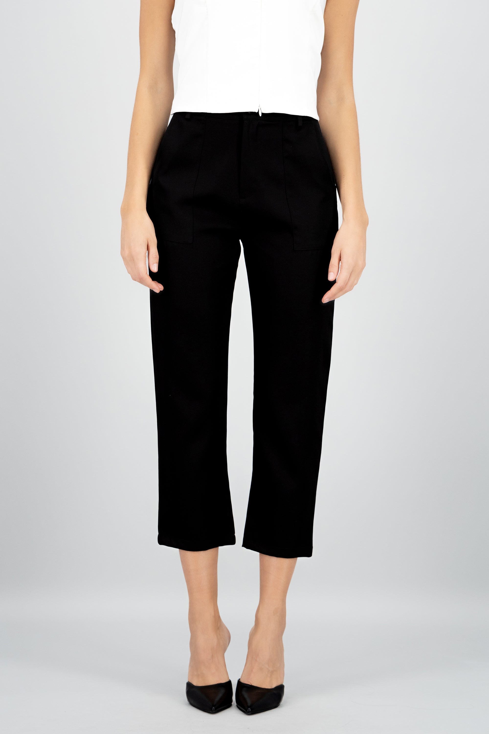 Pantalón Cintura Alta Capri Bolsas
