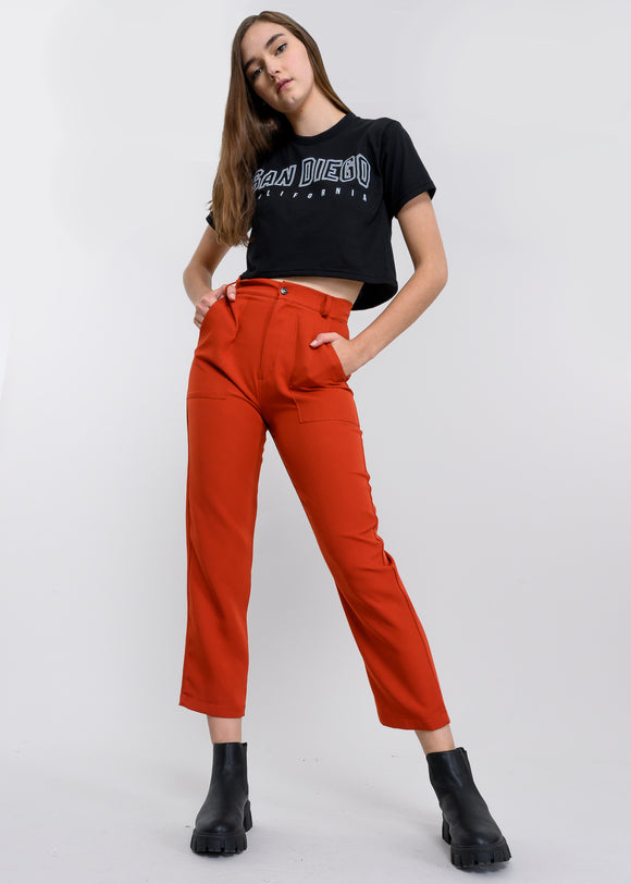 Pantalón Cintura Alta Capri Bolsas