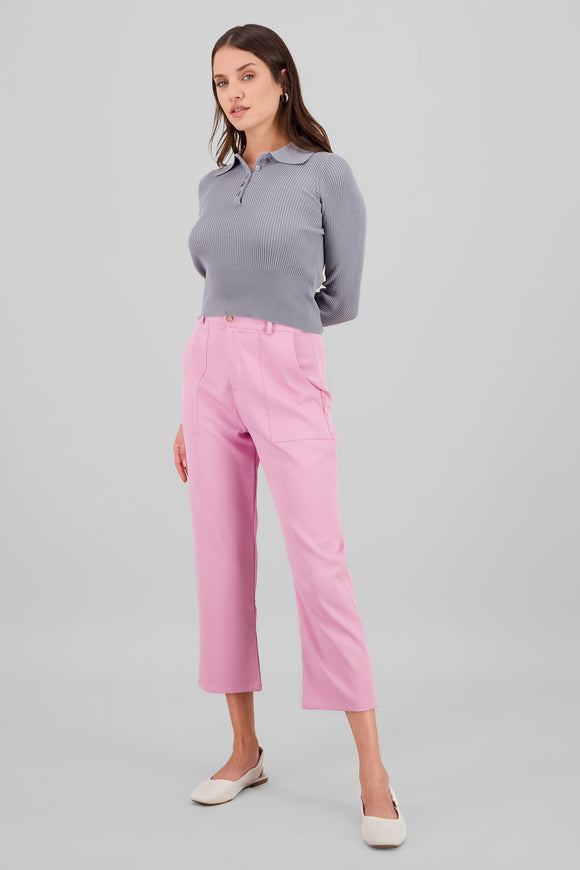 Pantalón Cintura Alta Capri Bolsas