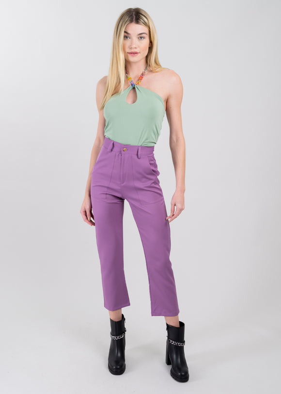 Pantalón Cintura Alta Capri Bolsas