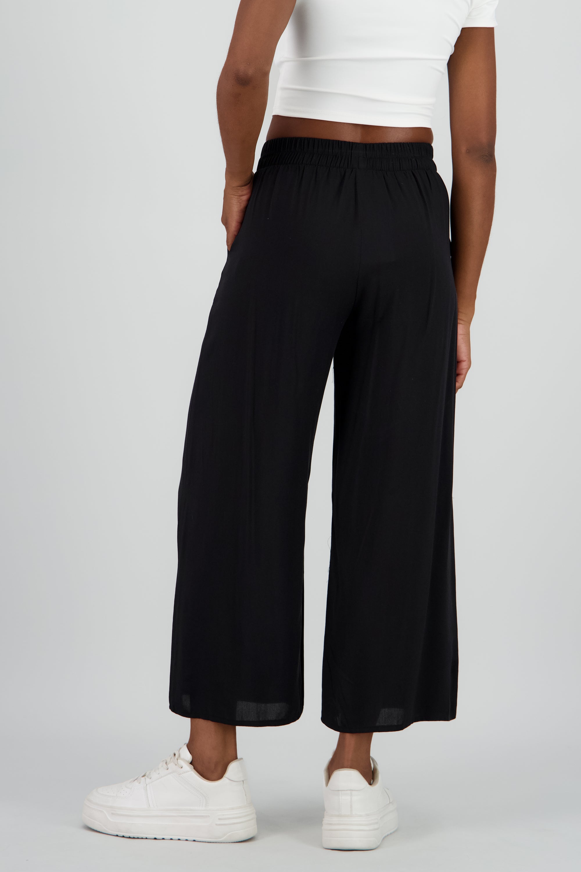 Pantalón Wide Leg Cintura Alta Fruncida