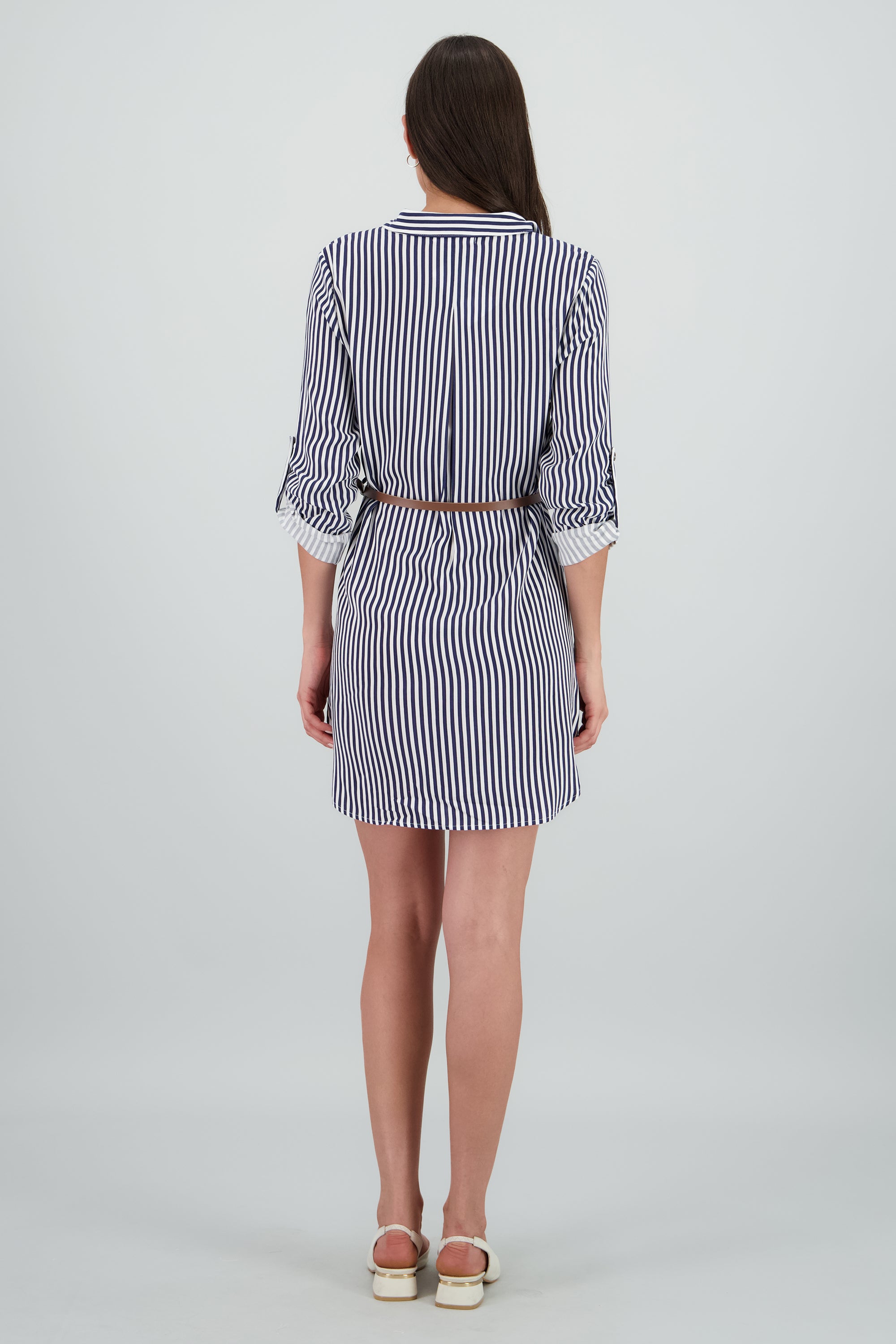 Vestido Mini Camisero Estampado Rayas