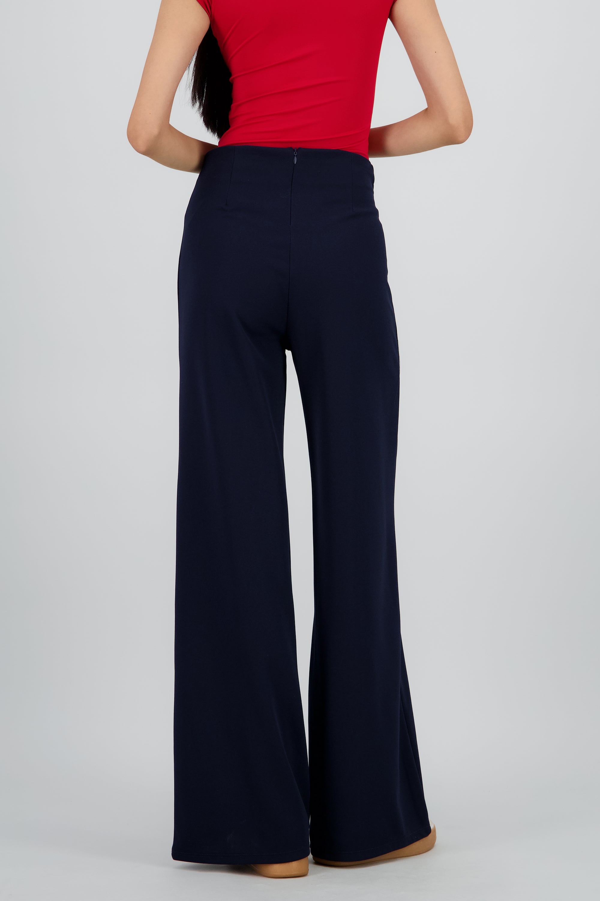 Pantalón Wide Leg Cintura Alta Costuras