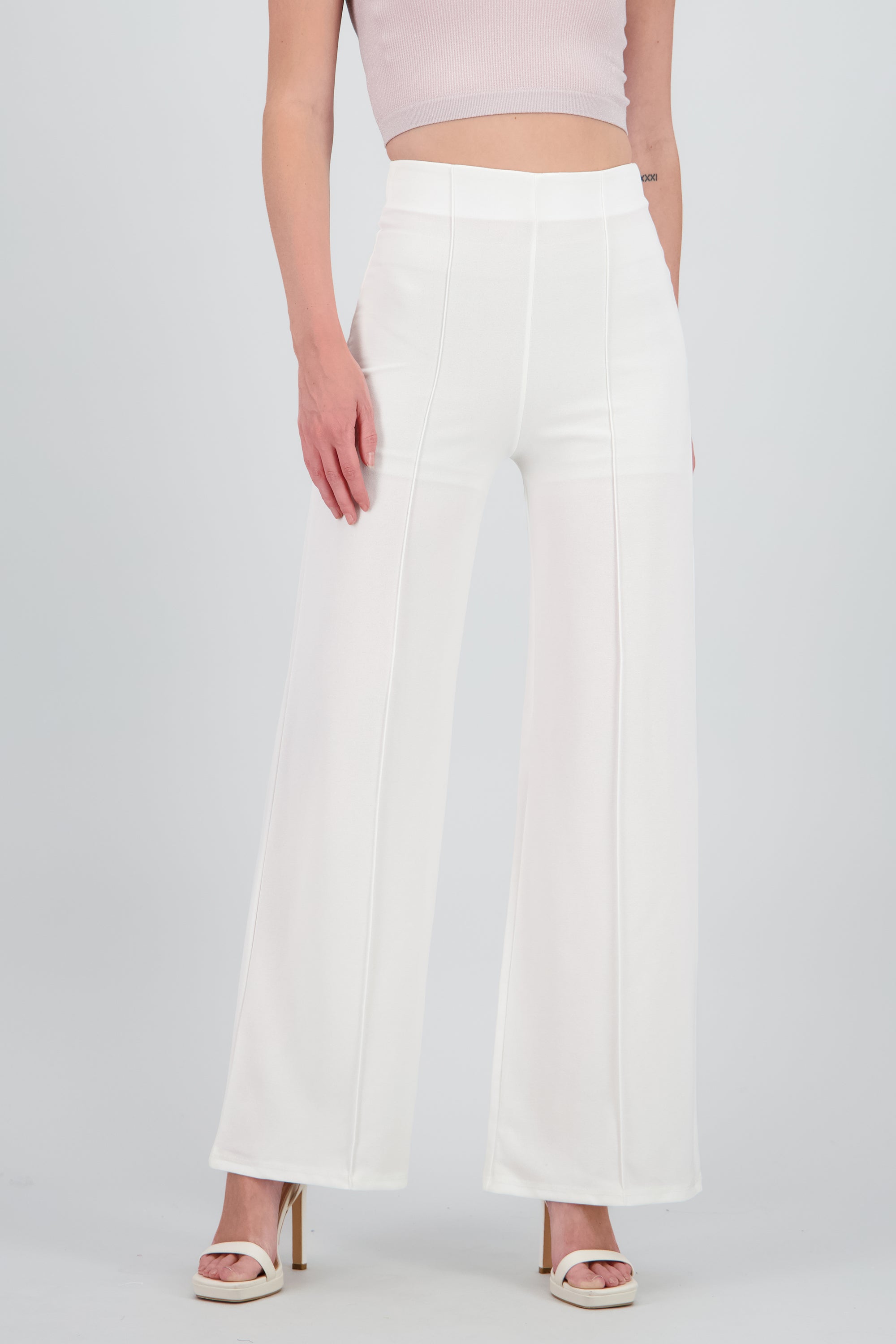 Pantalón Wide Leg Cintura Alta Costuras