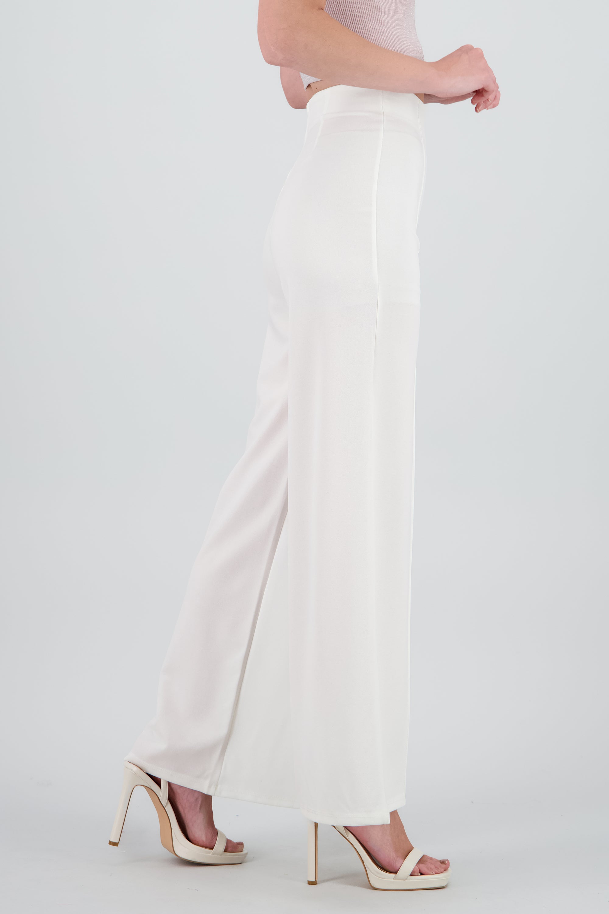 Pantalón Wide Leg Cintura Alta Costuras