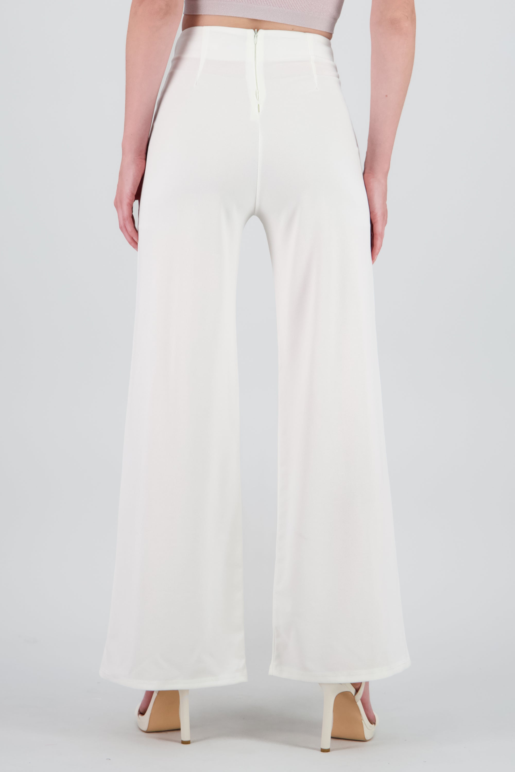 Pantalón Wide Leg Cintura Alta Costuras