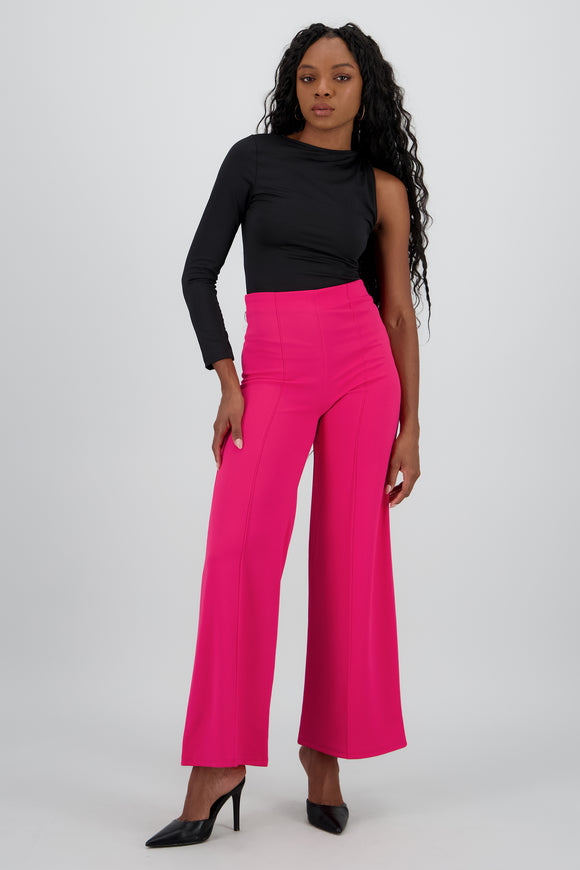 Pantalón Wide Leg Cintura Alta Costuras
