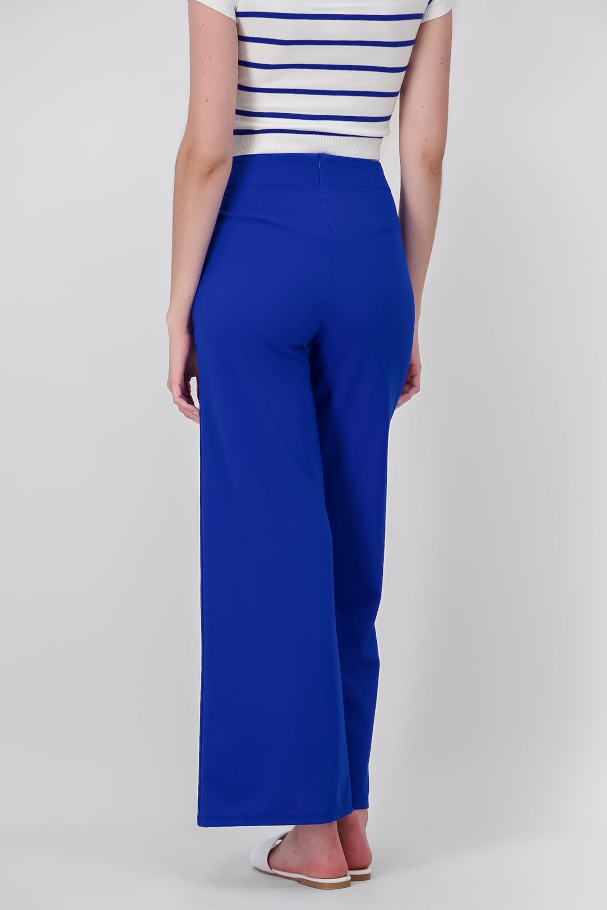 Pantalón Wide Leg Cintura Alta Costuras