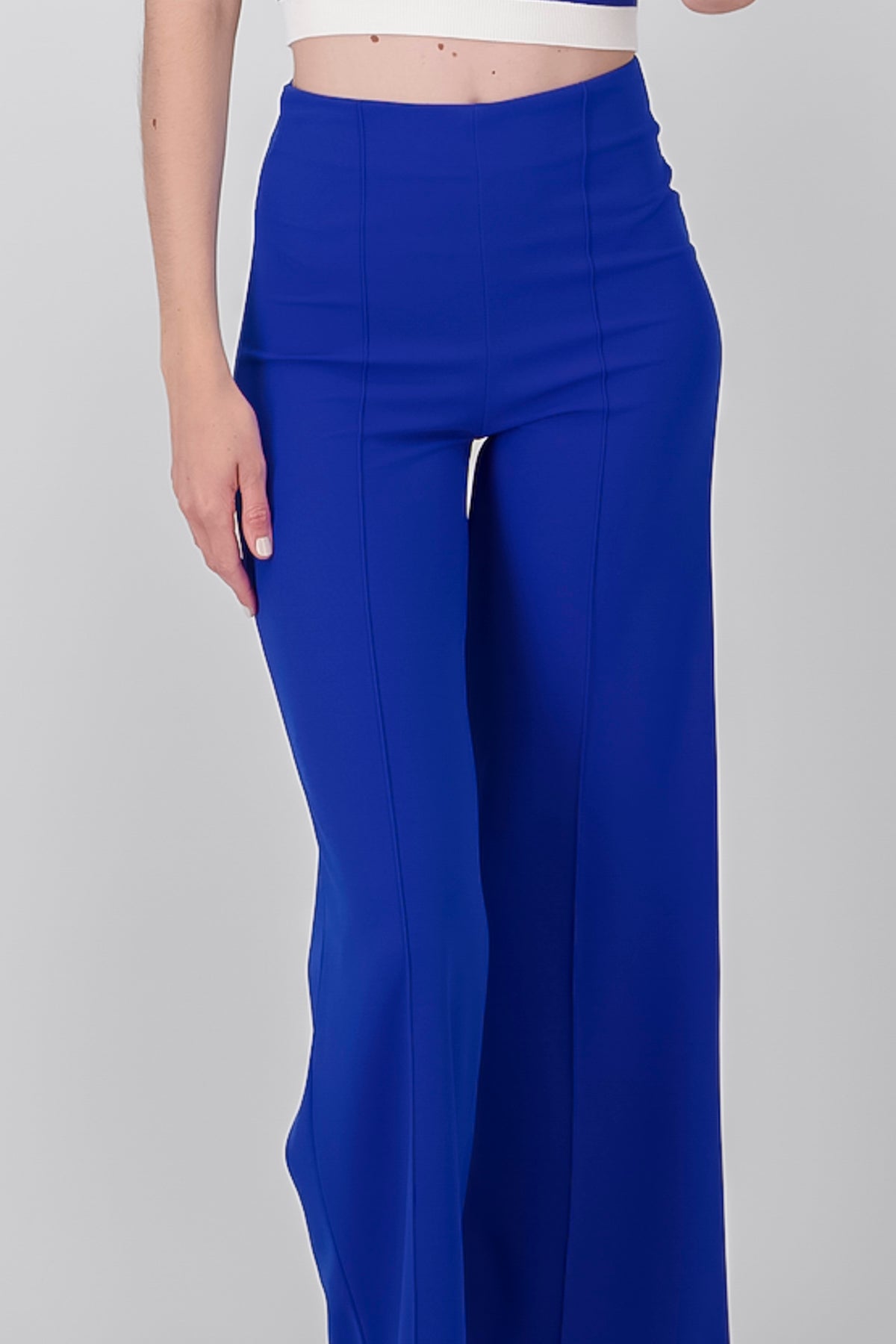 Pantalón Wide Leg Cintura Alta Costuras