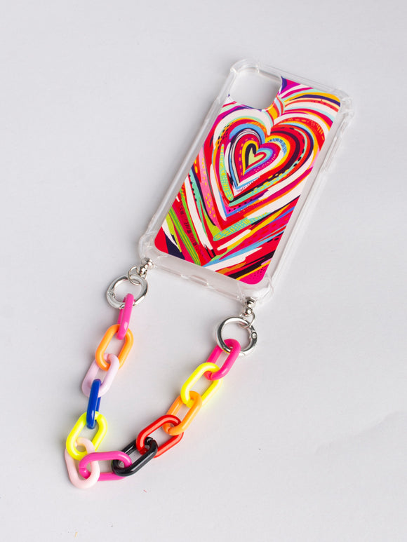 Funda celular i11 corazones multicolores