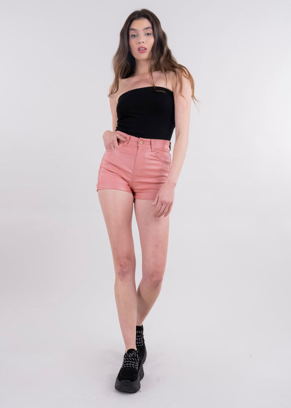 Short Efecto Piel Dobladillo