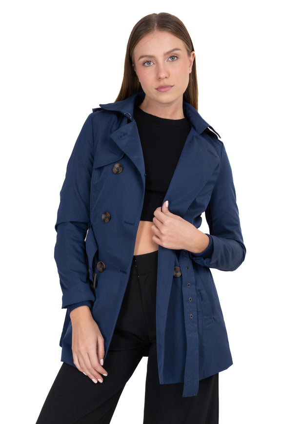 Gabardina ajustada capucha