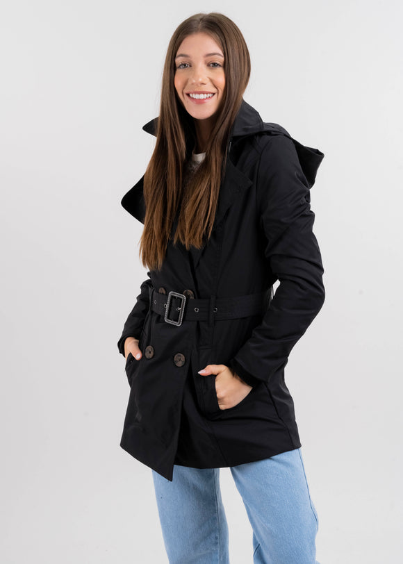 Gabardina ajustada capucha