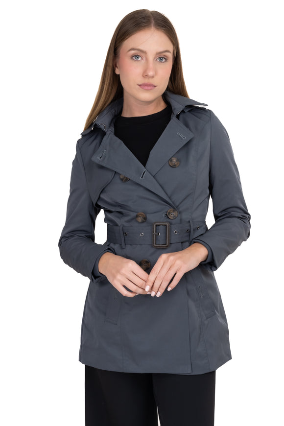 Gabardina ajustada capucha