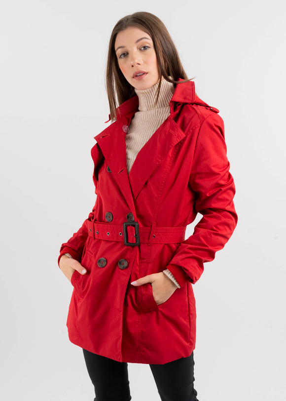Gabardina ajustada capucha