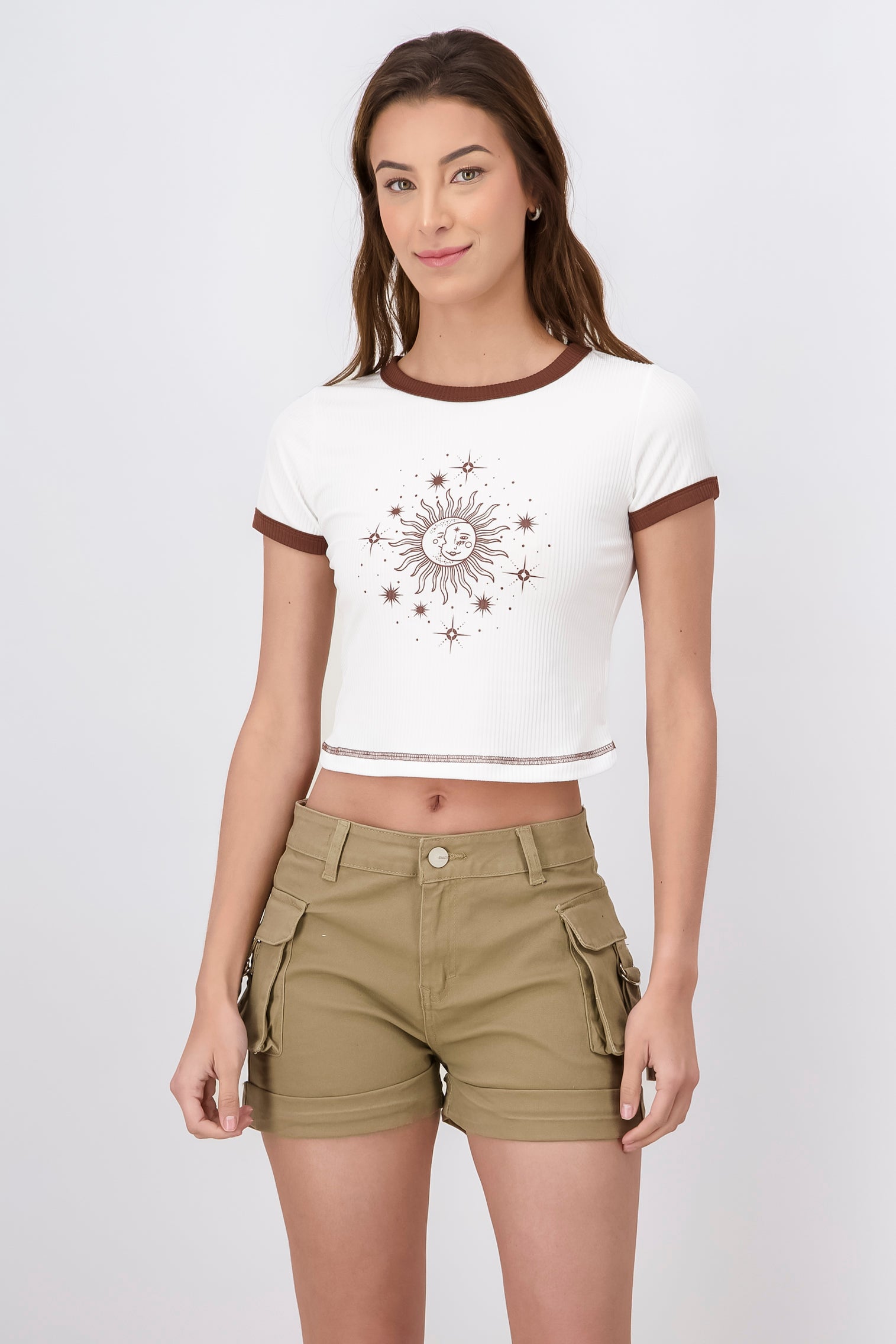 Top Manga Corta Estampado Sol