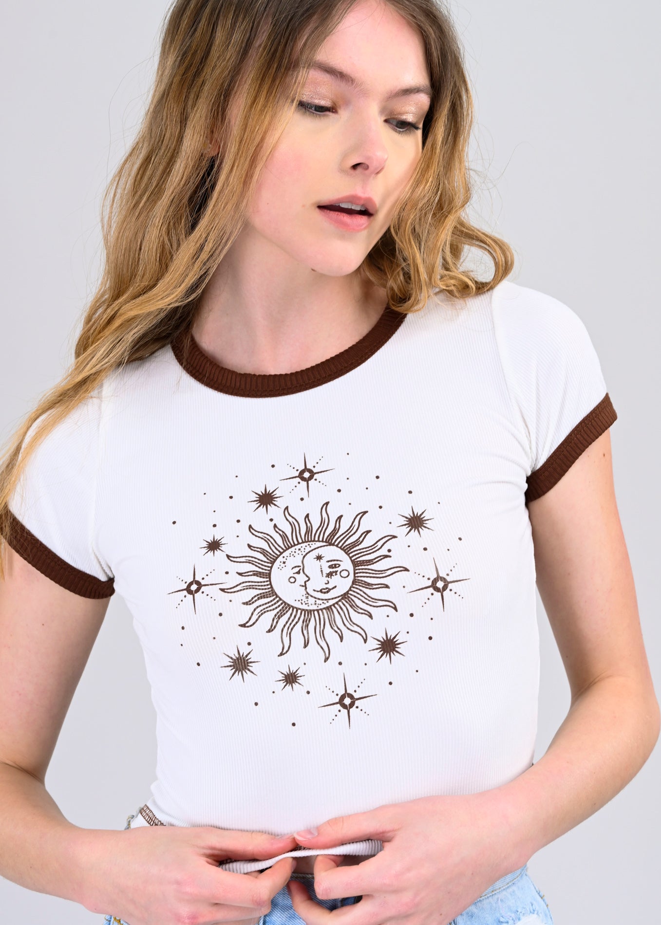 Top Manga Corta Estampado Sol