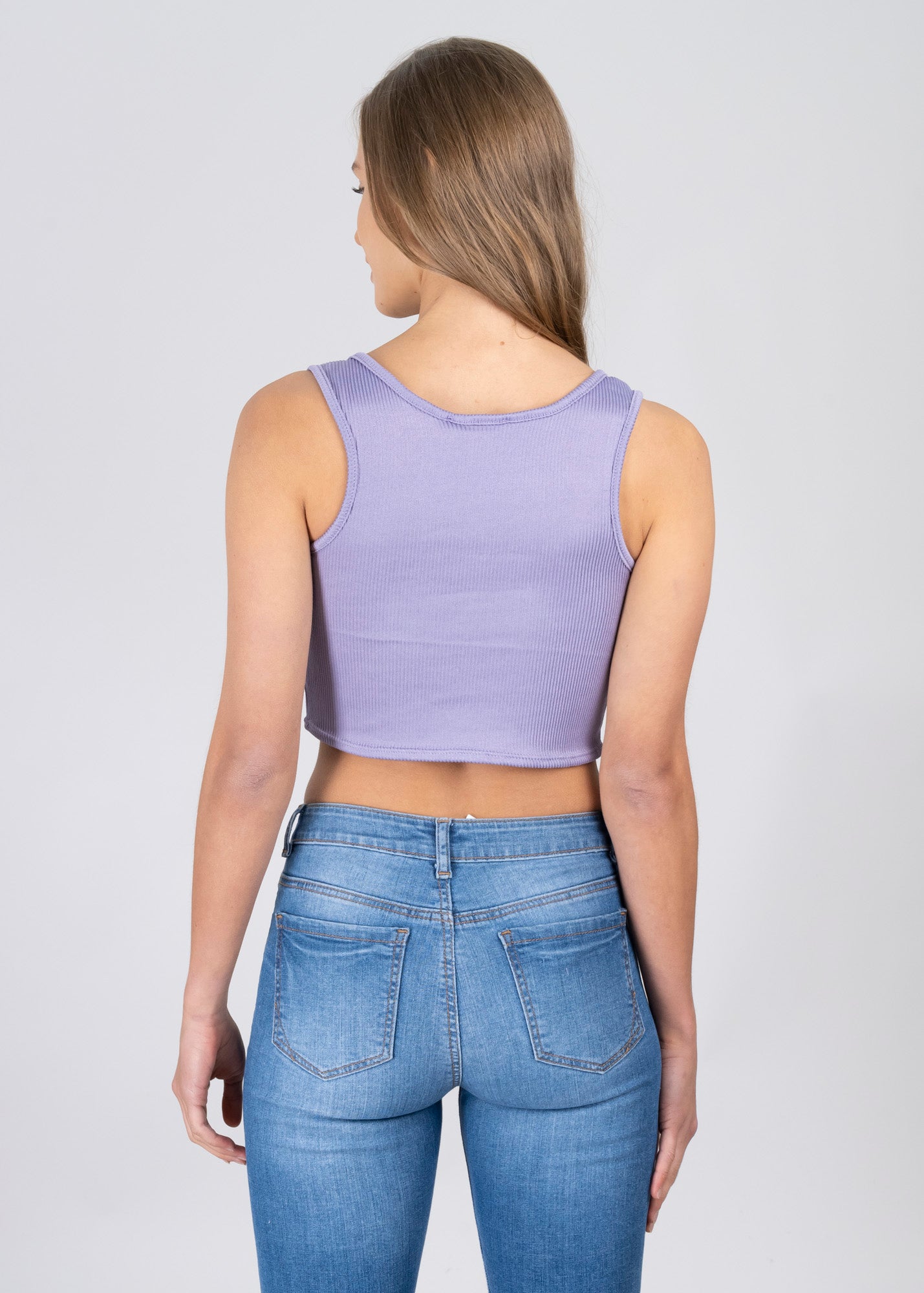Top lace up acanalado mangas