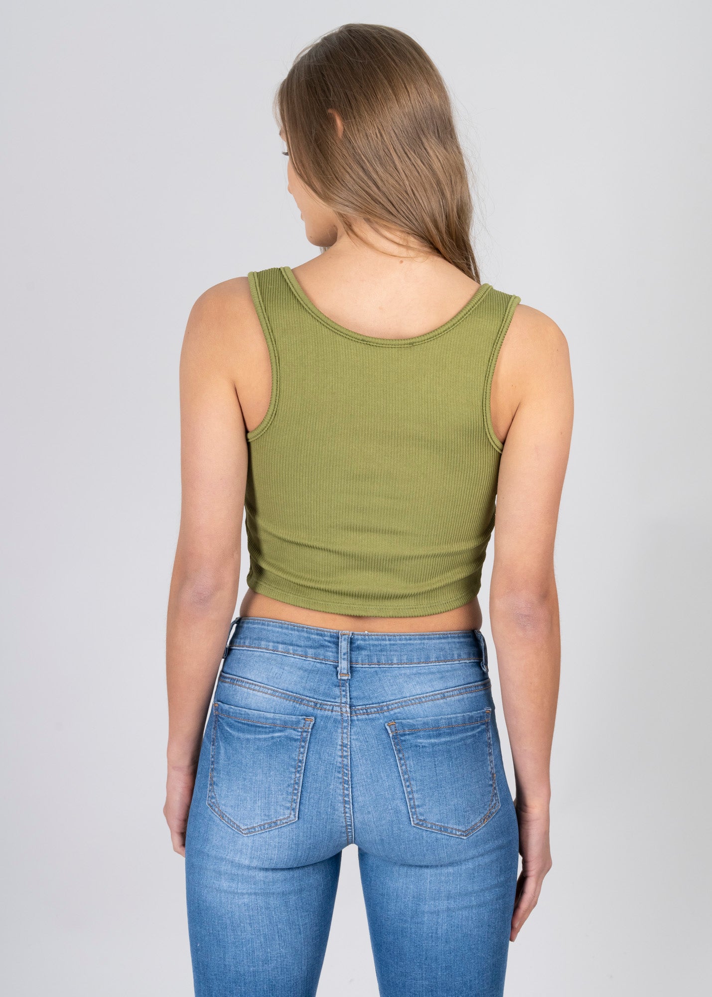 Top lace up acanalado mangas