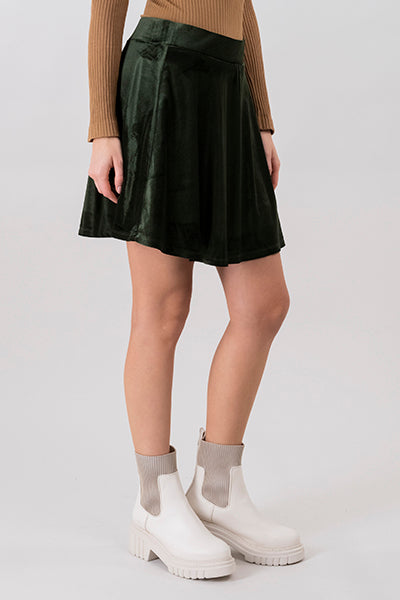 Falda mini velvet lisa cintura media