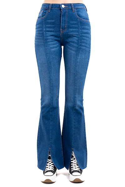Jeans flare abertura delantera