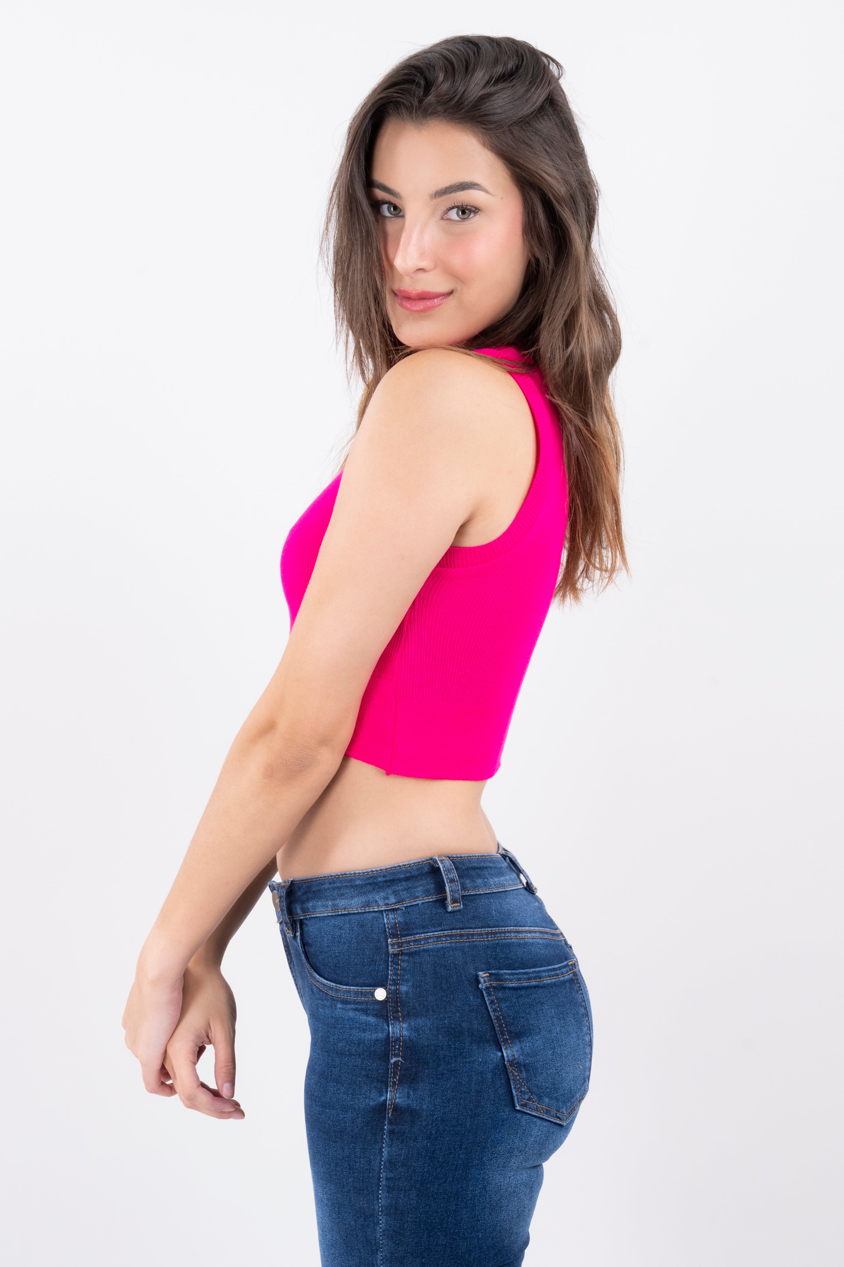 Top acanalado cuello redondo