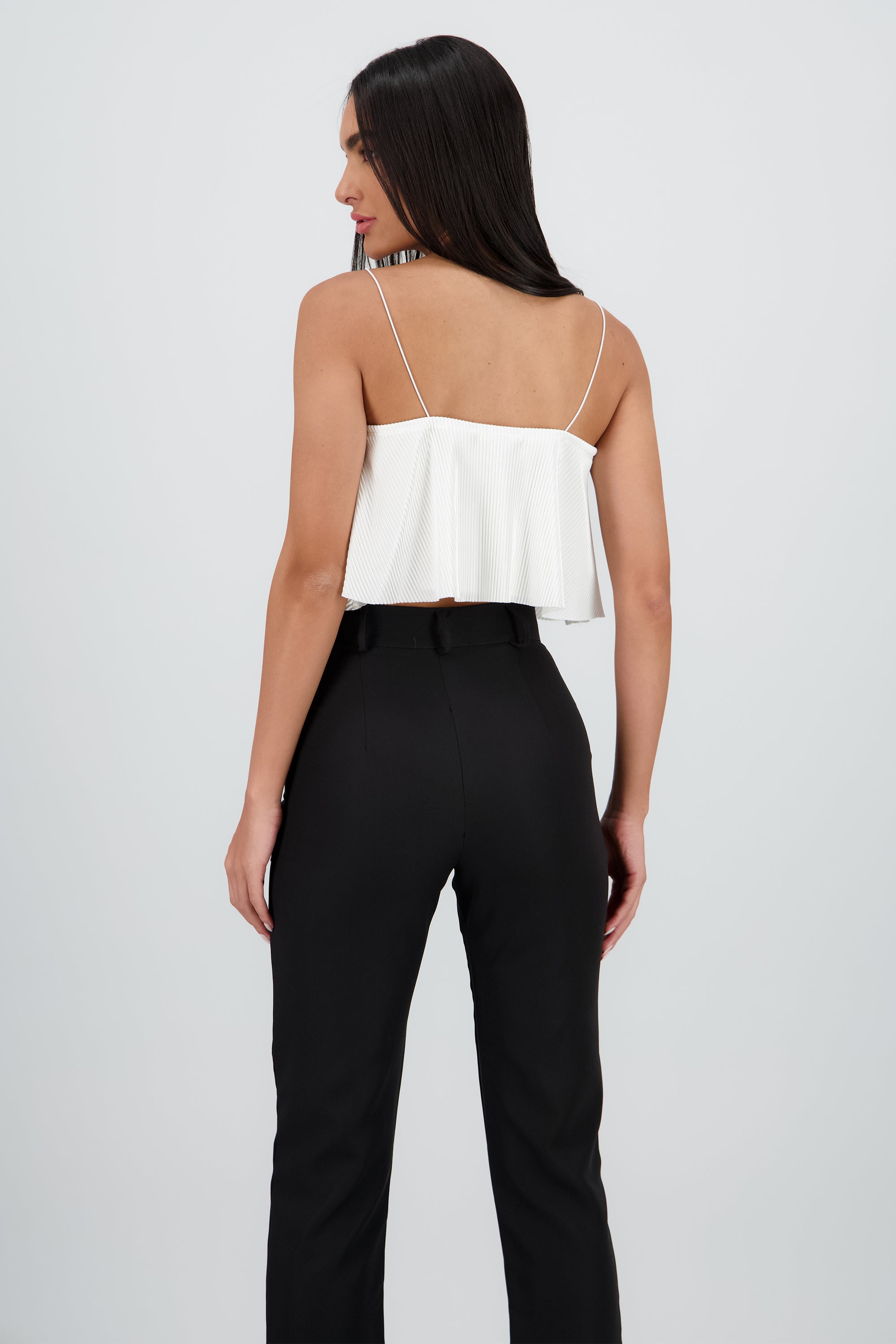 Top Crop Tejido Plisado Tirantes