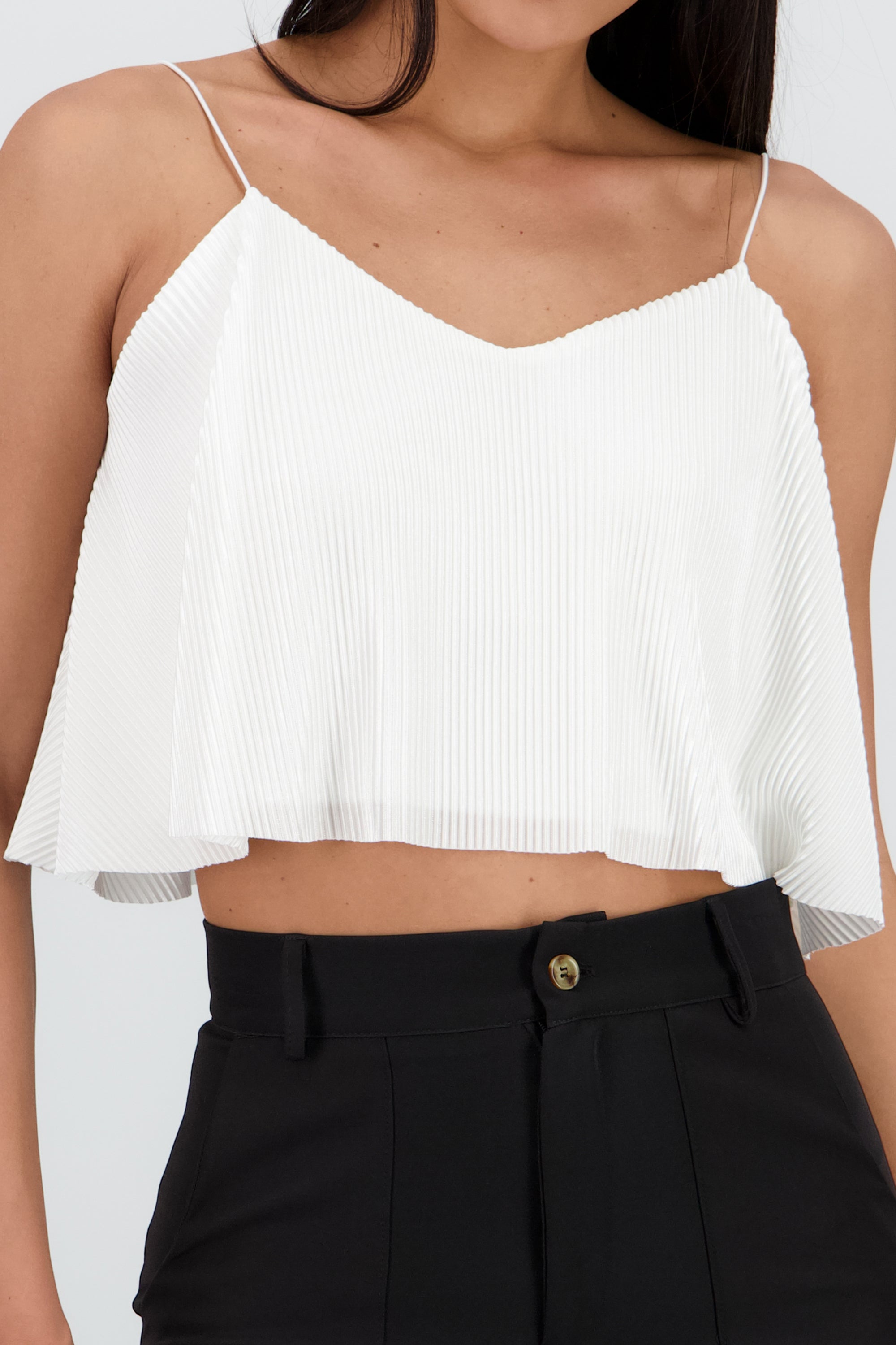 Top Crop Tejido Plisado Tirantes