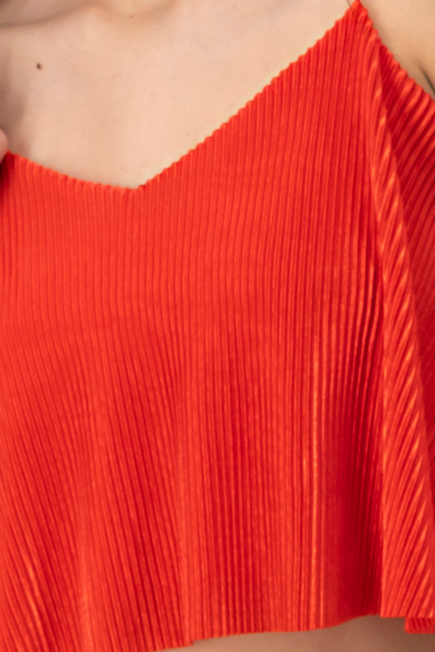Top Crop Tejido Plisado Tirantes