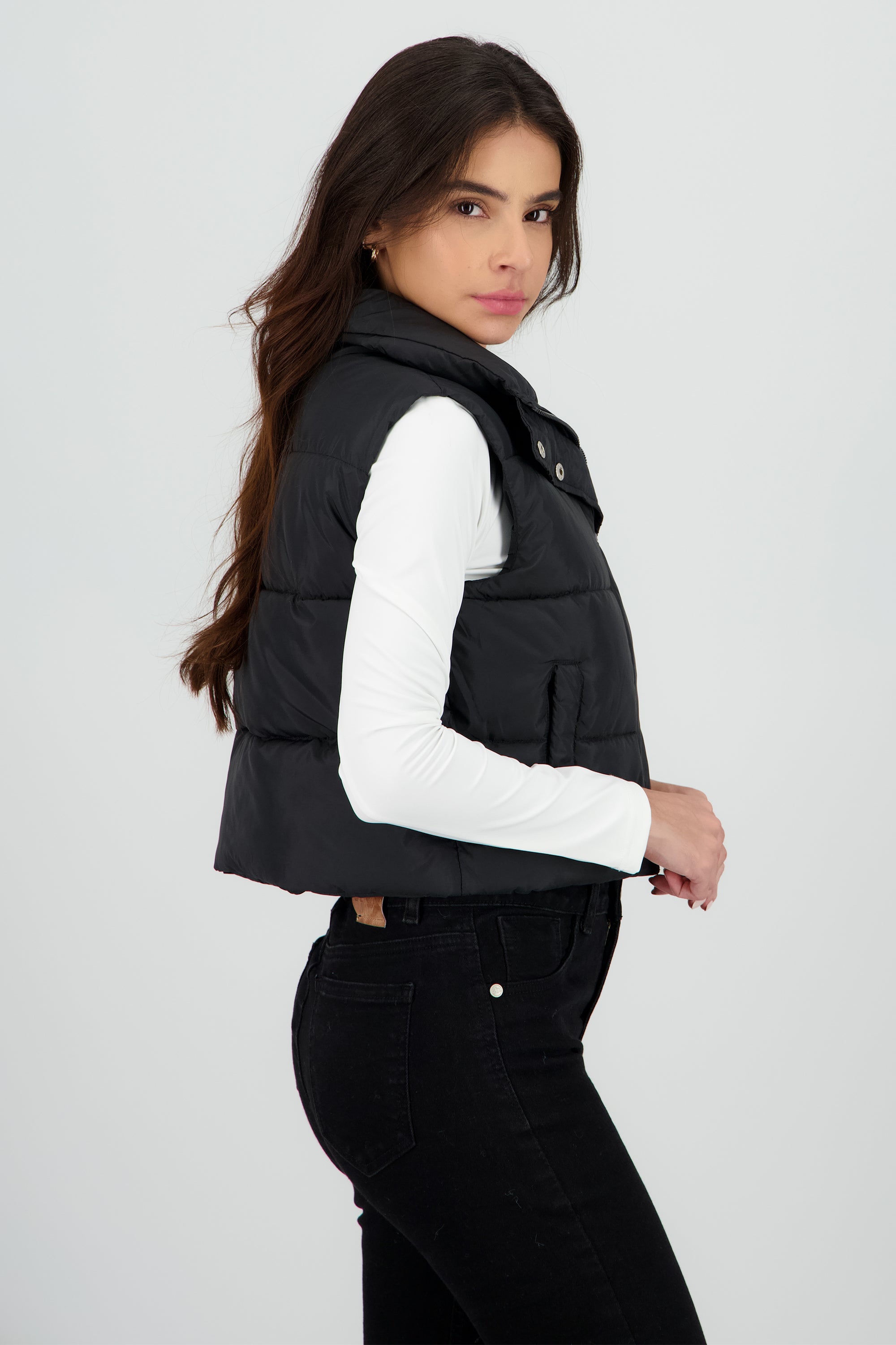 Chaleco crop puffer monocolor