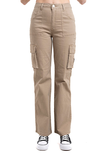 Jeans cargo straight monocolor