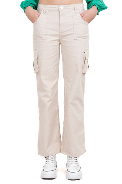 Jeans cargo straight monocolor