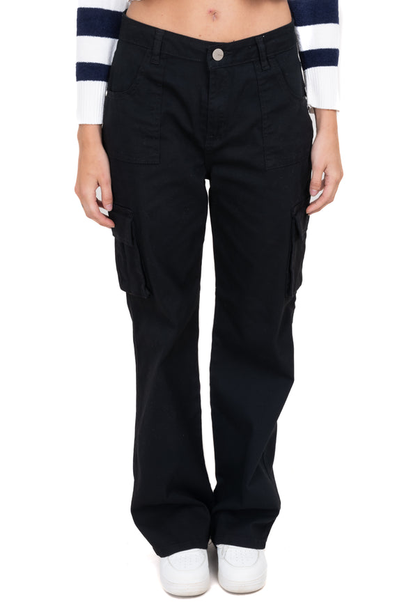 Jeans cargo straight monocolor