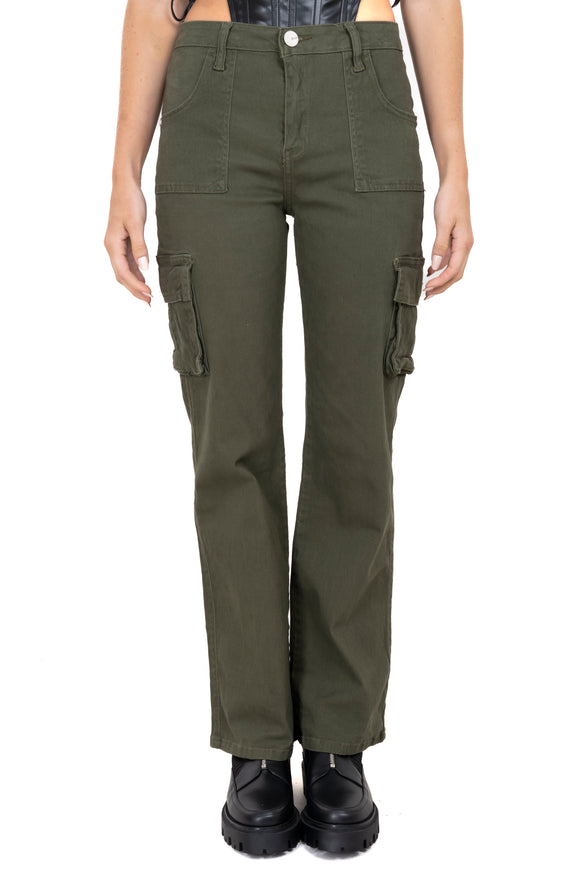 Jeans cargo straight monocolor