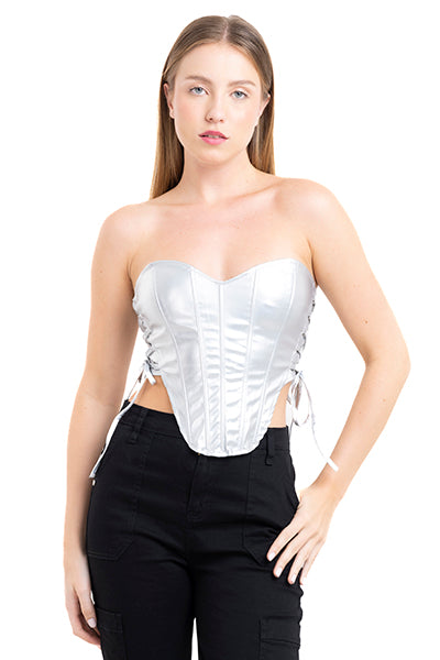 Corset efecto piel detalle lace up