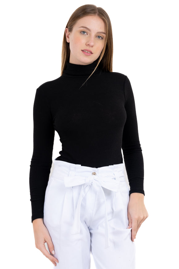 Bodysuit acanalado cuello alto