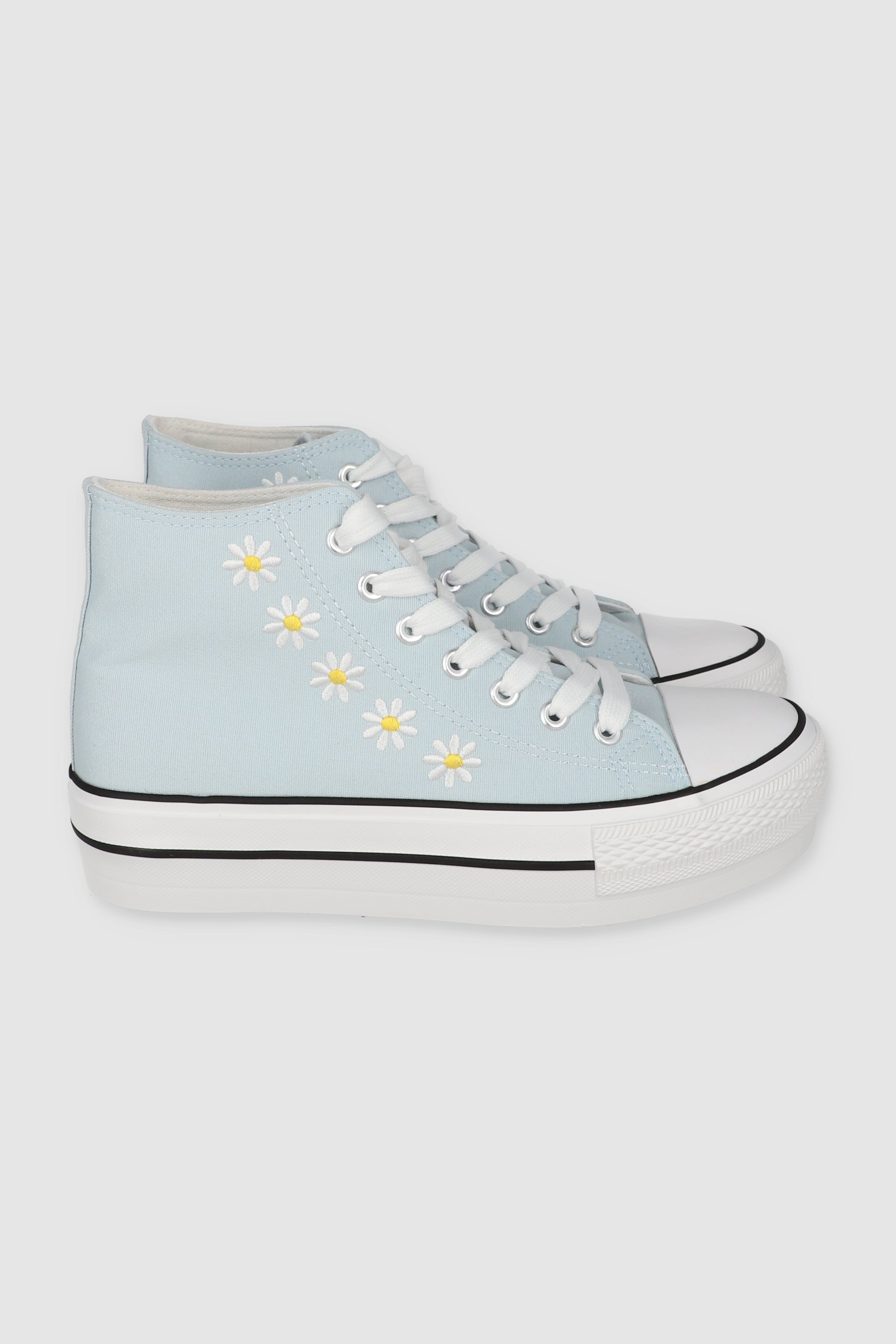 Tenis canvas margaritas plataforma