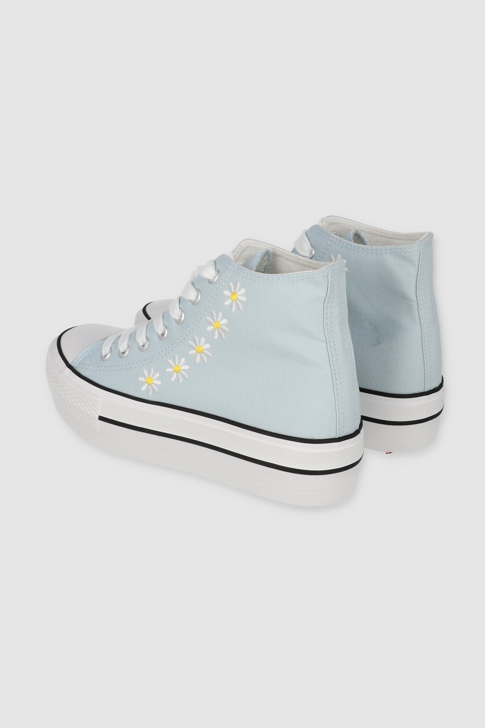 Tenis canvas margaritas plataforma