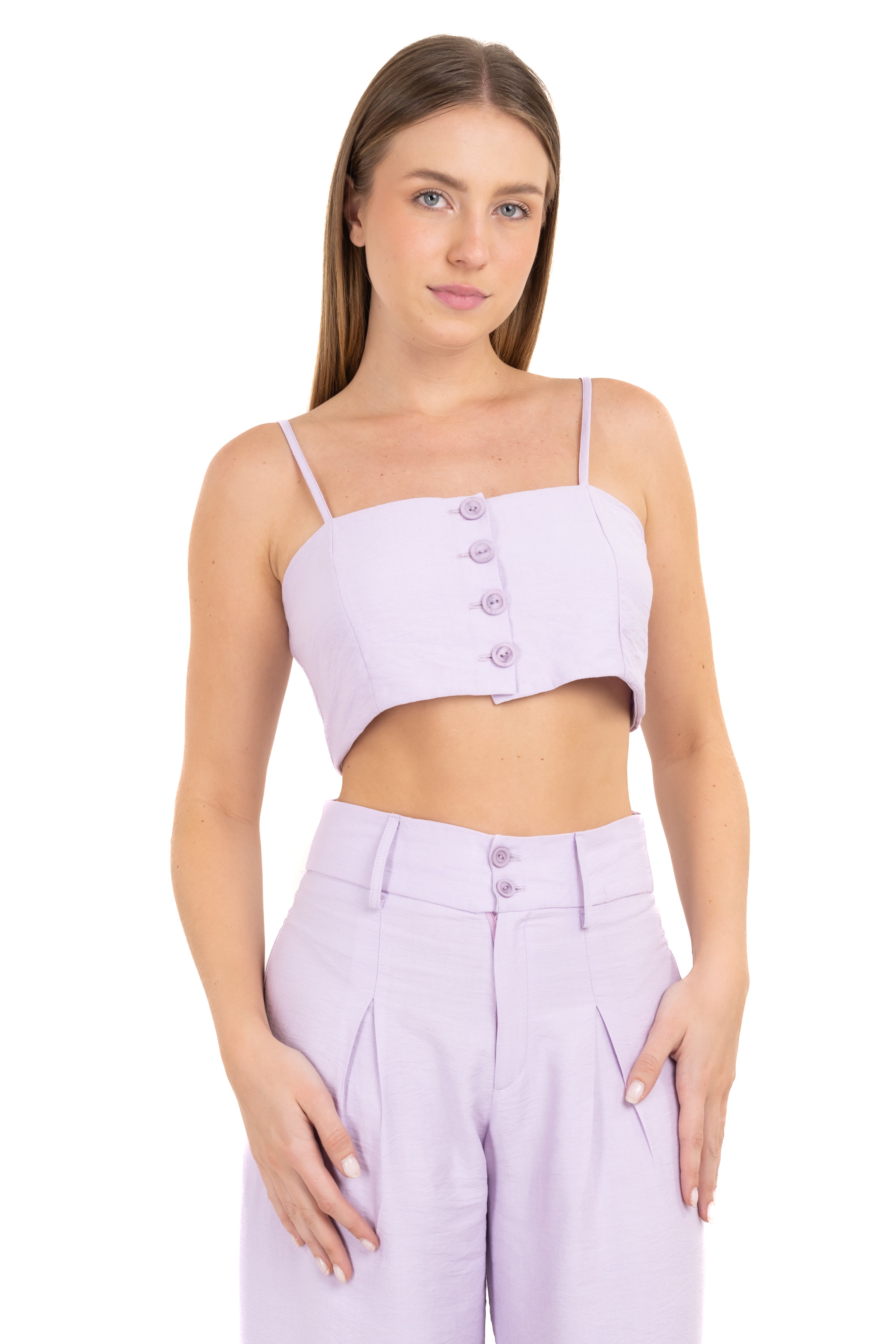 Top crop tirantes botones