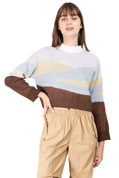 Suéter tejido diseño paisaje