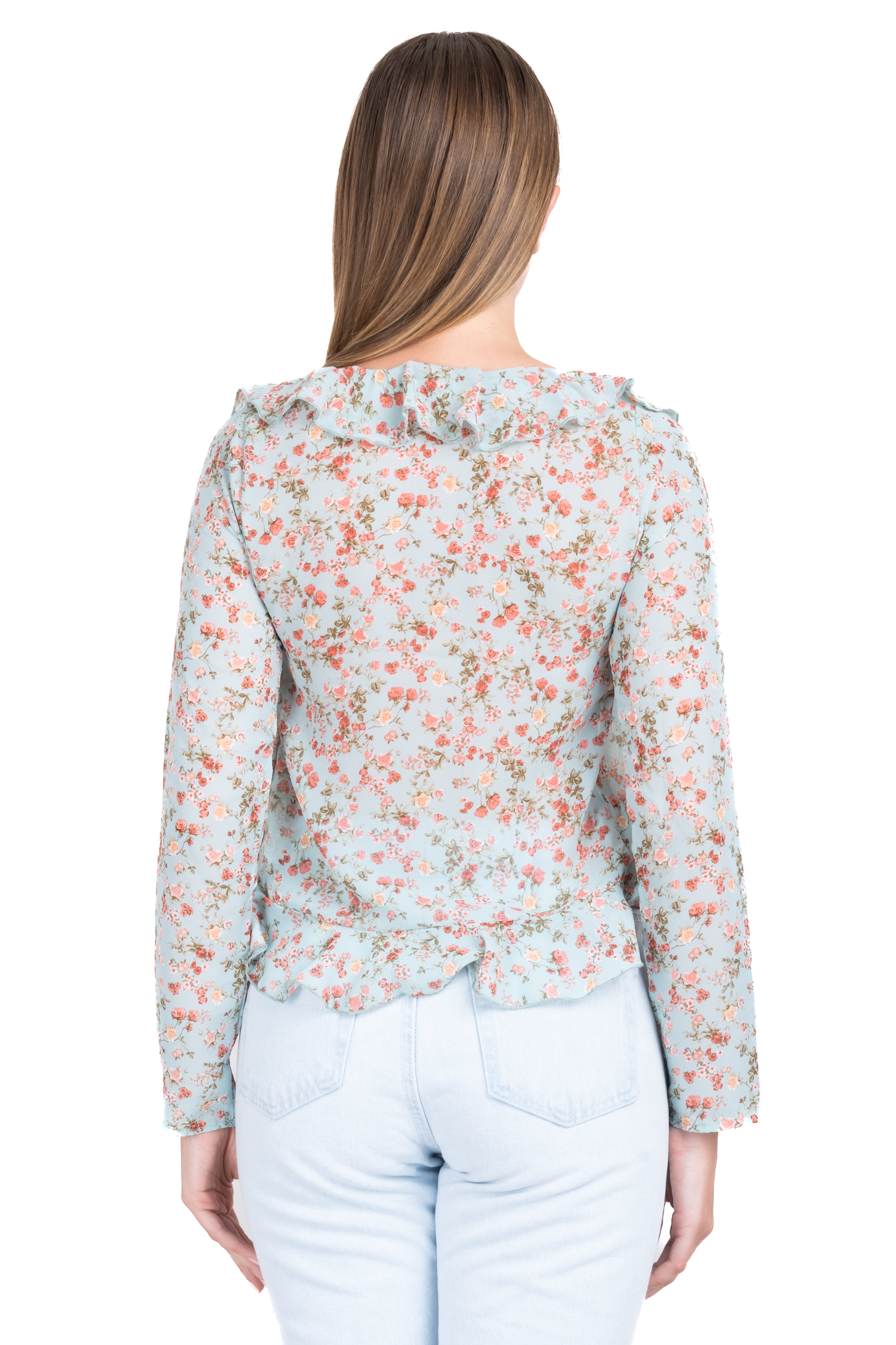 Blusa abierta escote olanes