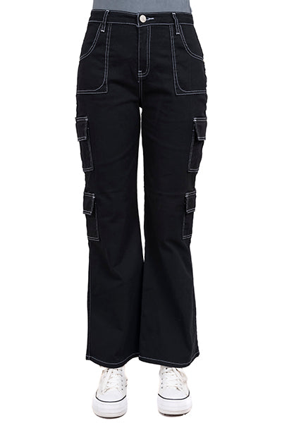 Jeans cargo costuras contraste