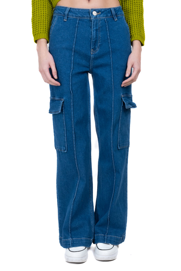Jeans cargo costura frontal
