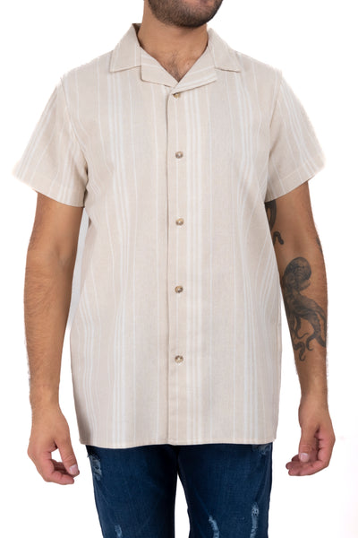 Camisa manga corta tipo lino rayas