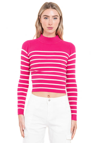 Suéter acanalado líneas bicolor